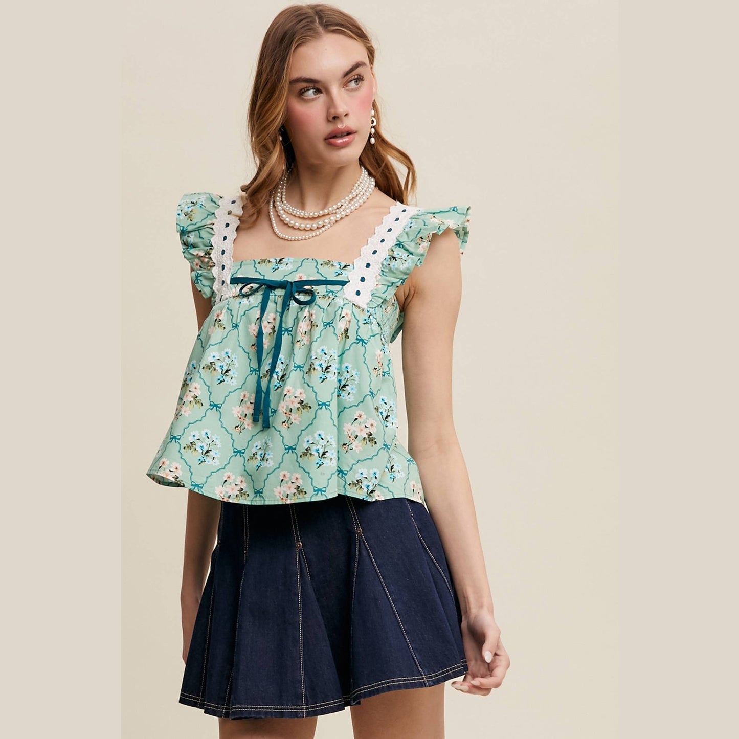 Floral Smocked Babydoll Top