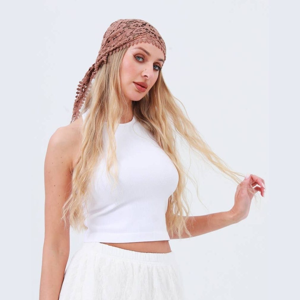 Crochet Bandana Shawl – Soft Cotton Summer Wrap - The Feral Market