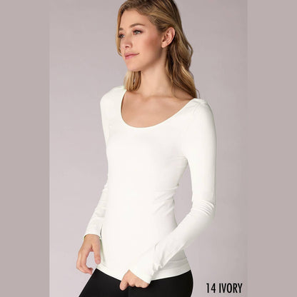 Long Sleeve Scoop Neck Top