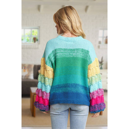 Rainbow Puff Sleeve Sweater