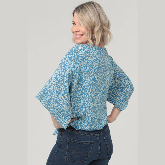 Blue Flowers Flowy Top