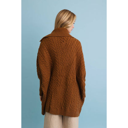 Chunky Cable Knit Oversized Poncho Cardigan