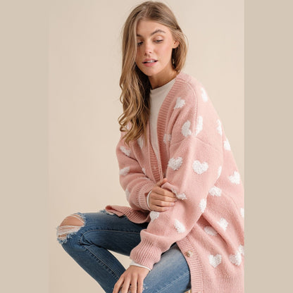 All Over Hearts Sweater Cardigan