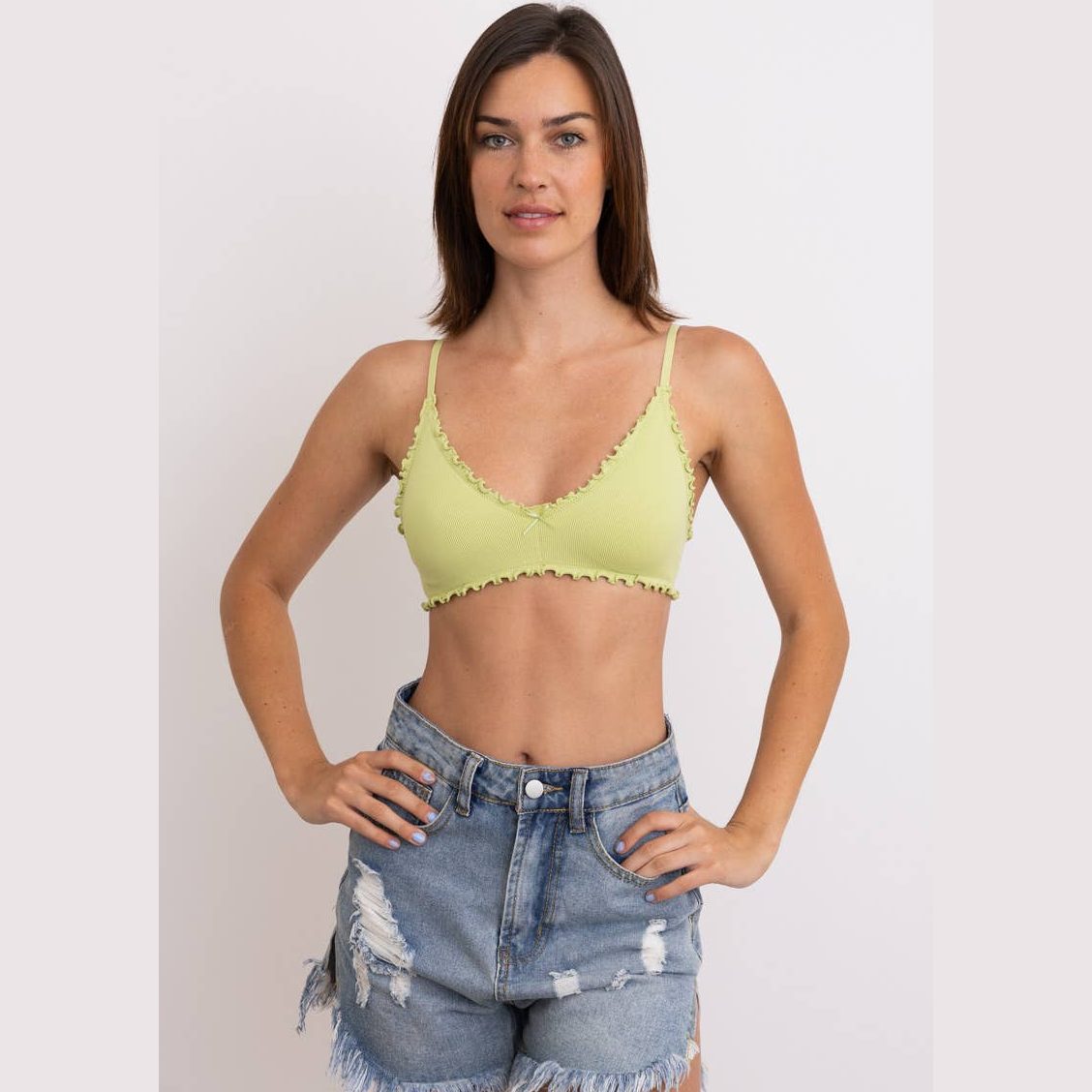 Seamless Lettuce Edge Bow Tie Triangle Bralette