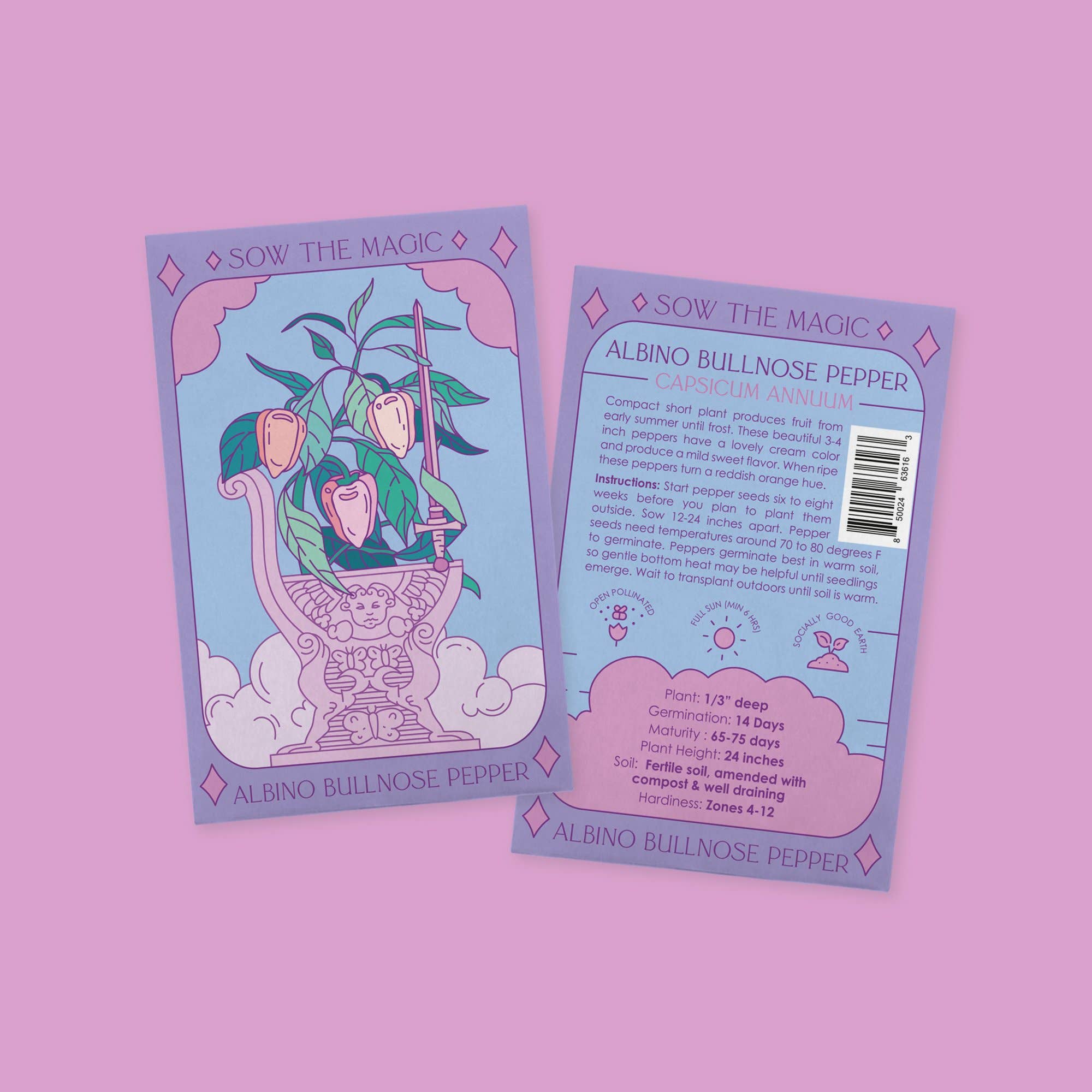 Albino Bullnose Pepper Tarot Garden + Gift Seed Packet