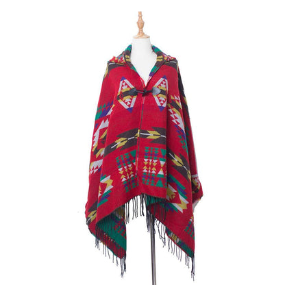 Aztec Print Hooded Wrap