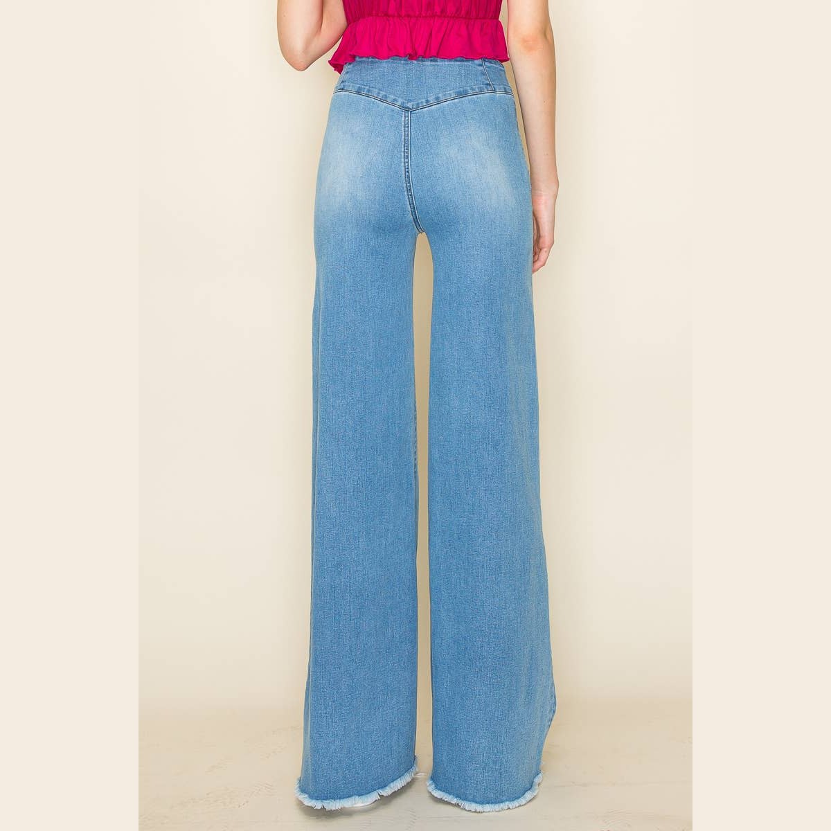 Lobelia Front Seam Wide Leg Denim Jeans in Dark Wash