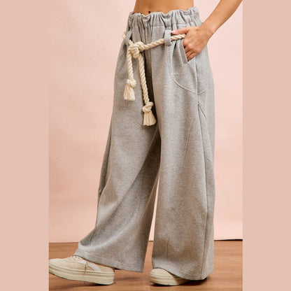 French Terry Gathered Waist Barrel Leg Sweatpants