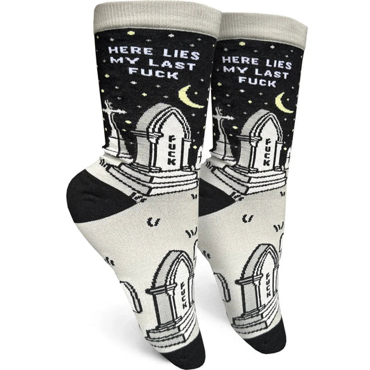 Here Lies My Last Fuck Womens Crew Socks - The Feral Market
