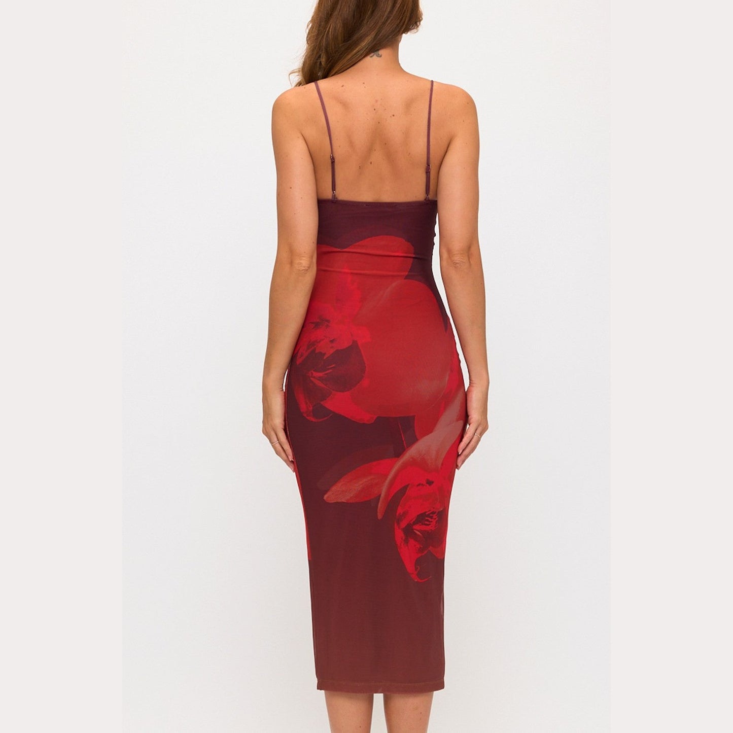 Orchid Lace Trim Bodycon Midi Dress