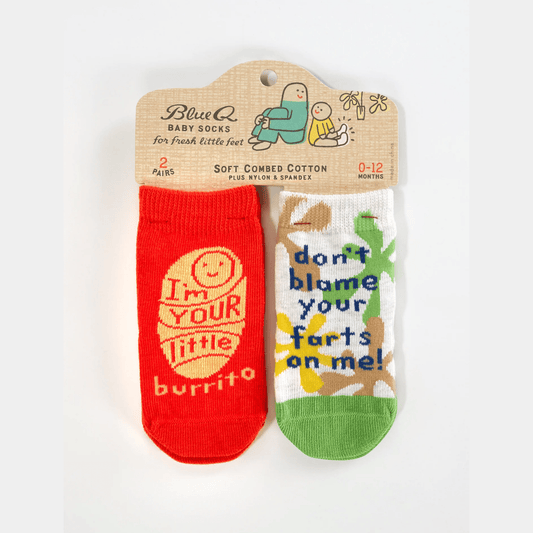 I'm Your Little Burrito/ Don't Blame Your Farts On Me Baby Socks - The Feral Market