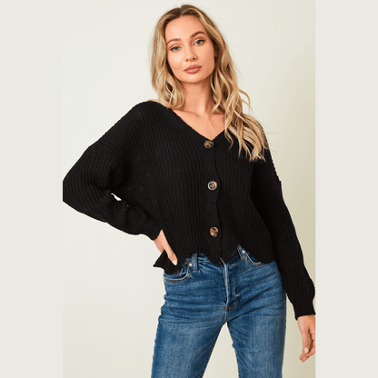 Long Sleeve Sweater Cardigan With Button - The Feral Market