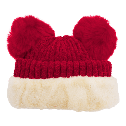 Velvet Chenille Double Pom Beanie