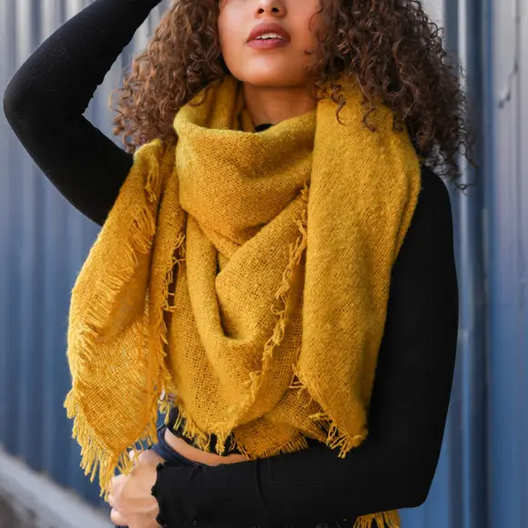 Solid Marl Woven Blanket Scarf - The Feral Market