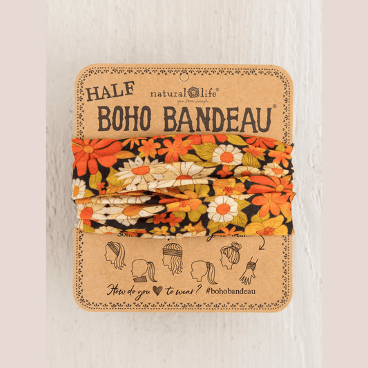 Half Boho Bandeau® Headband - Ditsy Garden Black