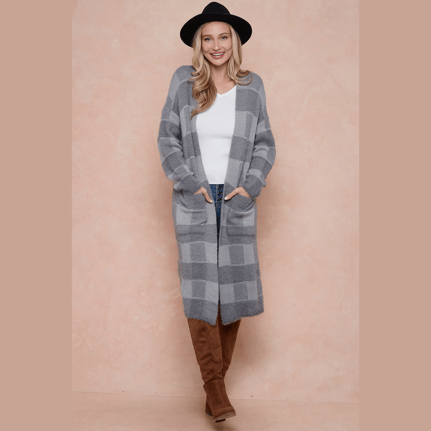 Sweater Duster Cardigan With Two Front Pocket