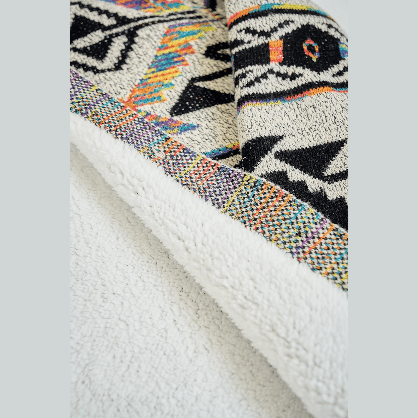 Sweater Hooded Long Cardigan W/ Sherpa Lining