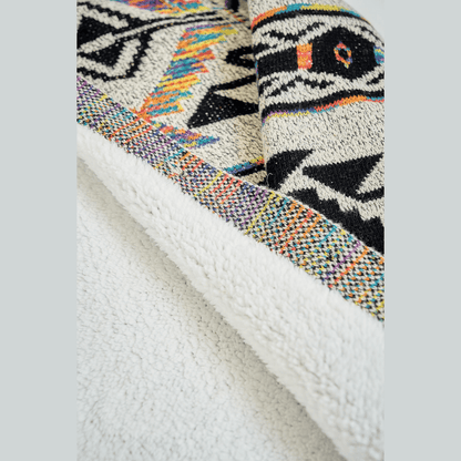 Sweater Hooded Long Cardigan W/ Sherpa Lining