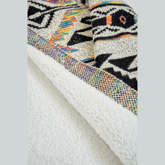 Sweater Hooded Long Cardigan W/ Sherpa Lining