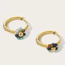 Mullti Stone Daisy Huggie Earrings - The Feral Market