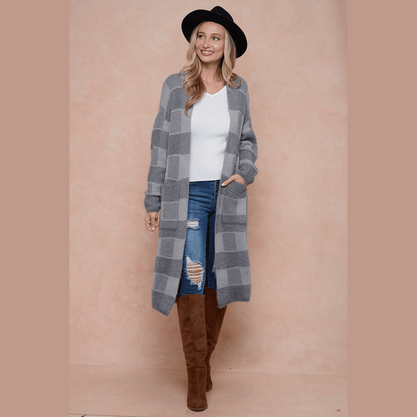 Sweater Duster Cardigan With Two Front Pocket
