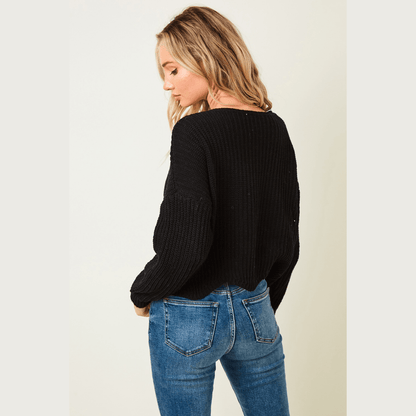 Long Sleeve Sweater Cardigan With Button - The Feral Market