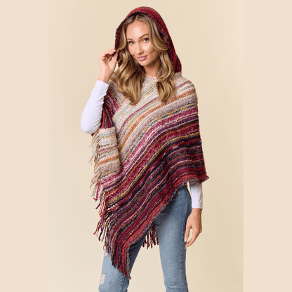 Fuzzy Hooded Poncho Sweater