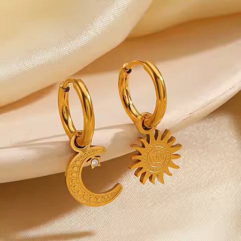 Sun and Moon Huggie Earrings - The Feral Market