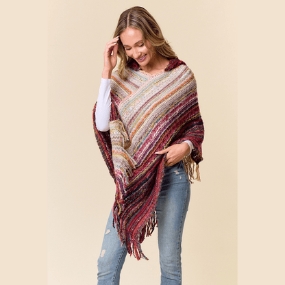 Fuzzy Hooded Poncho Sweater