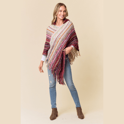 Fuzzy Hooded Poncho Sweater