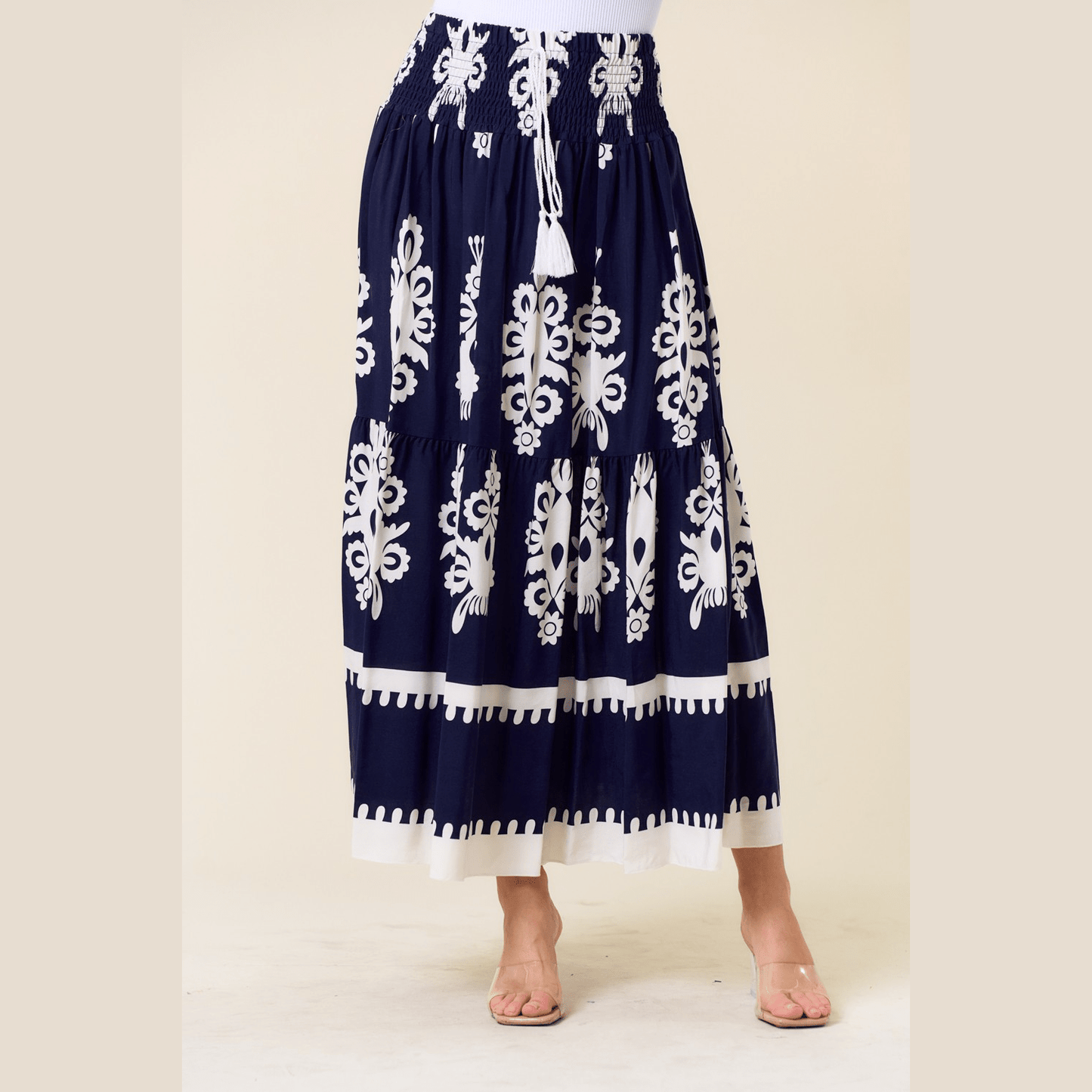 Malinda Elastic Waist Midi Skirt