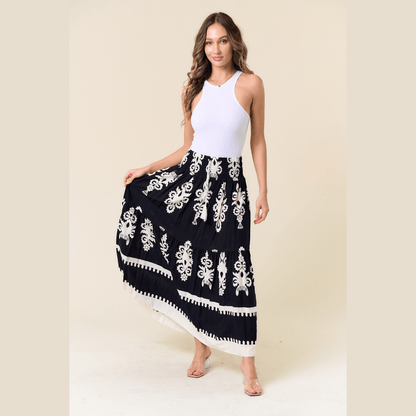 Malinda Elastic Waist Midi Skirt