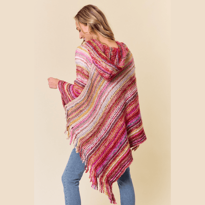 Fuzzy Hooded Poncho Sweater