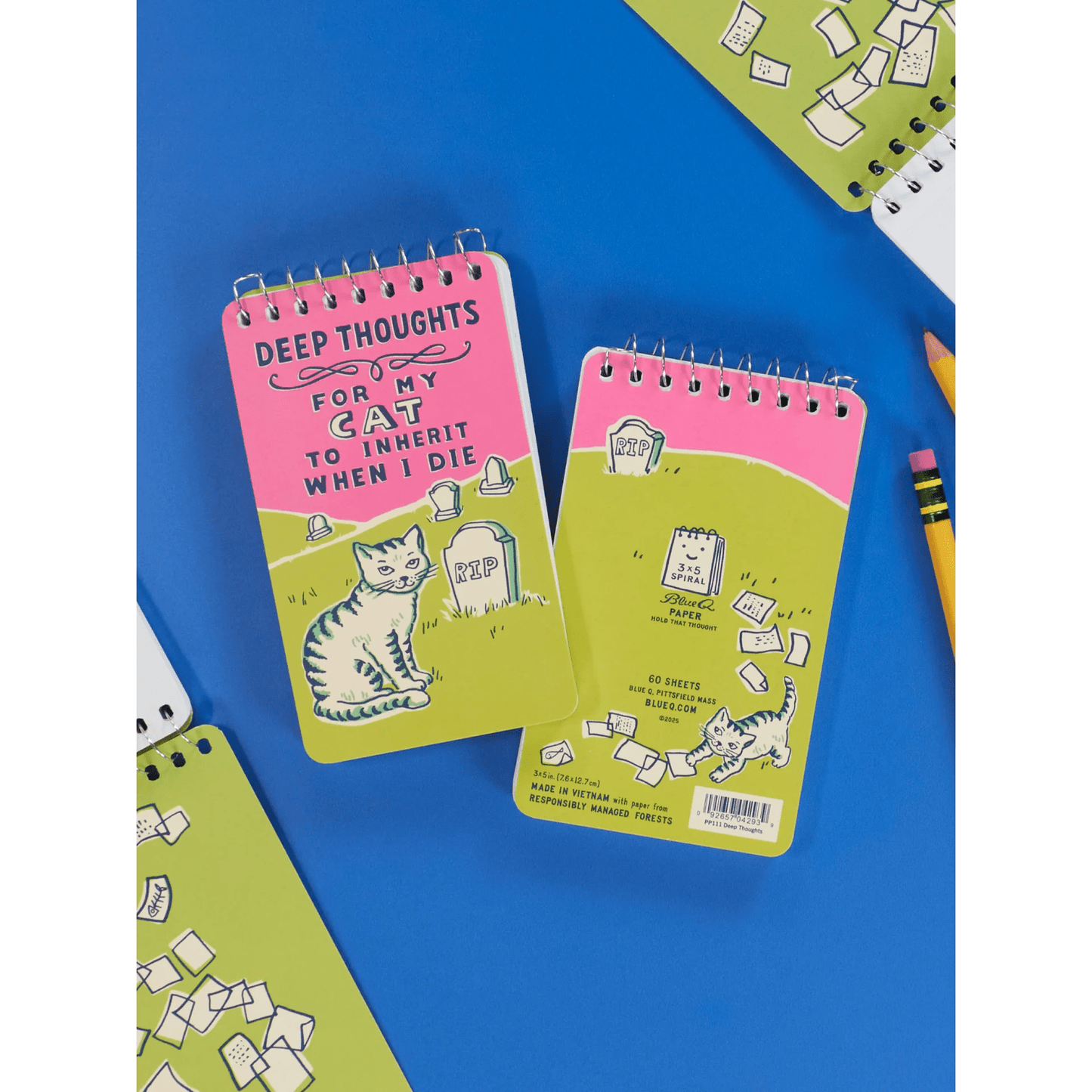 Deep Thoughts For My Cat To Inherit When I Die 3x5 Spiral Notebook - The Feral Market