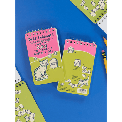 Deep Thoughts For My Cat To Inherit When I Die 3x5 Spiral Notebook - The Feral Market