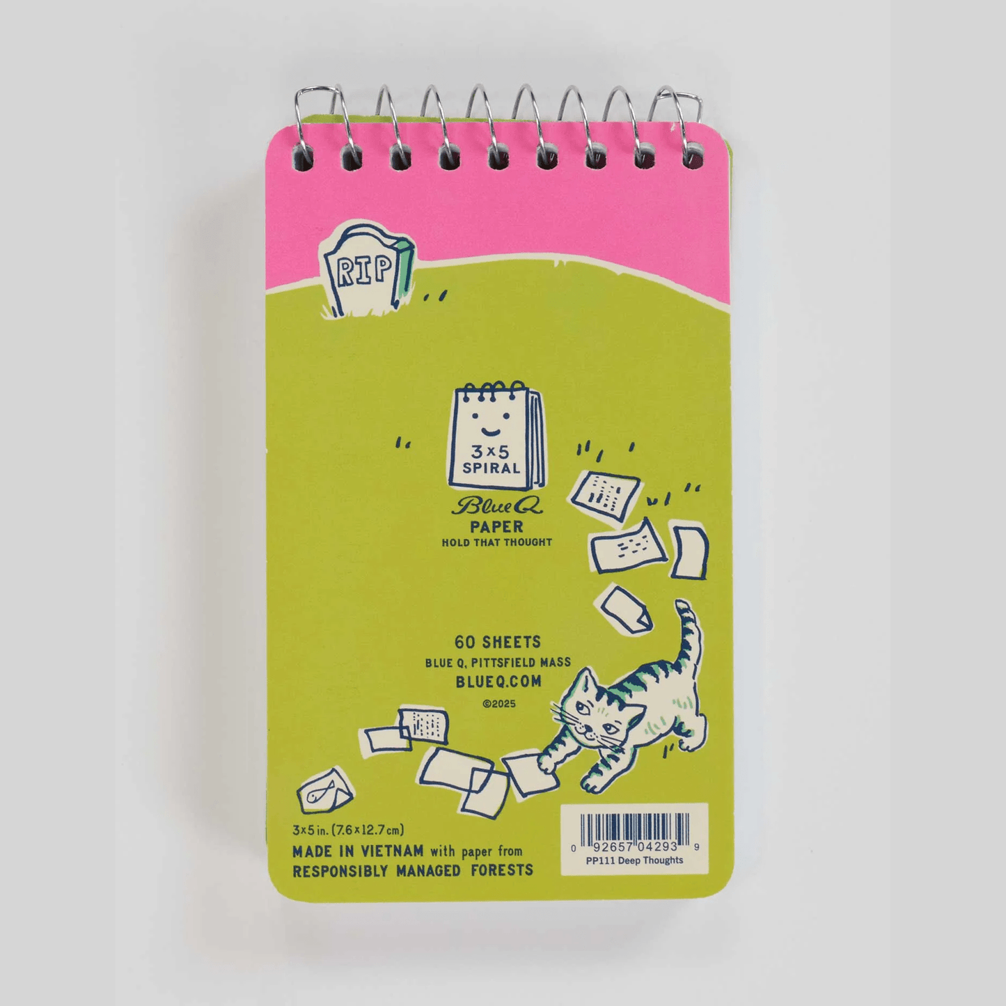 Deep Thoughts For My Cat To Inherit When I Die 3x5 Spiral Notebook - The Feral Market