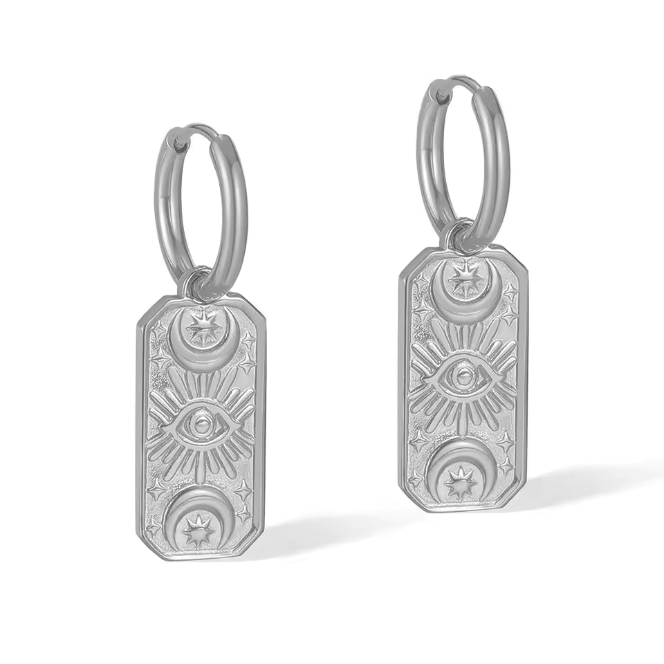Evil Eye Pendant Huggie Earrings - The Feral Market