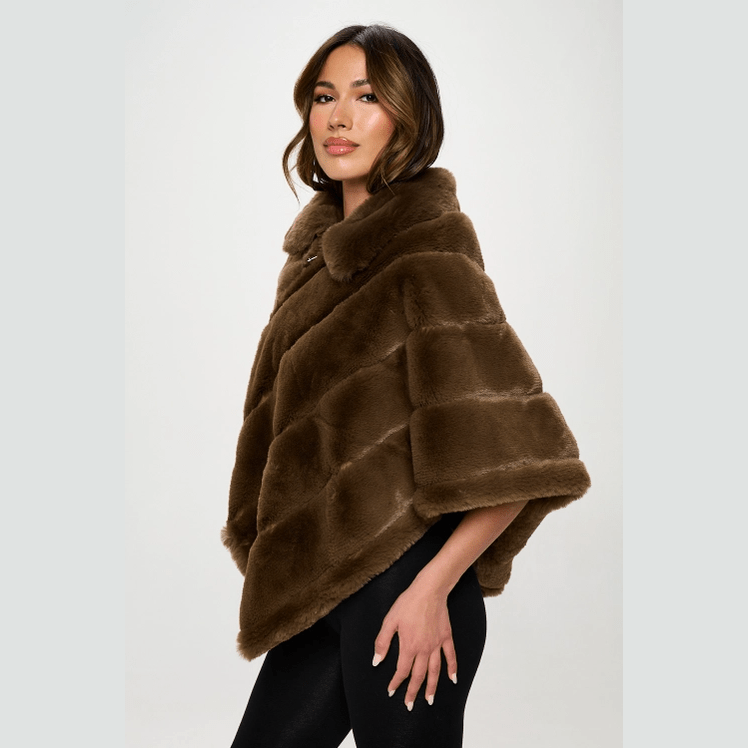 Sophia Plush Vegan Fur Poncho