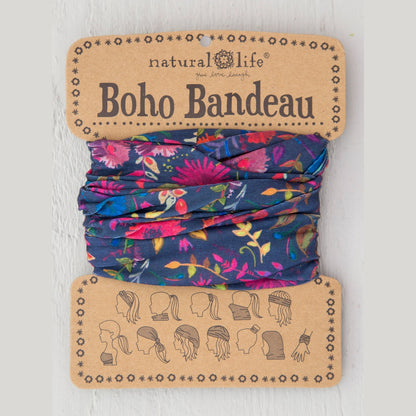 Full Boho Bandeau® Headband - Navy Wildflowers