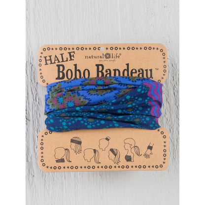 Half Boho Bandeau® Headband - Purple Teal Stripe