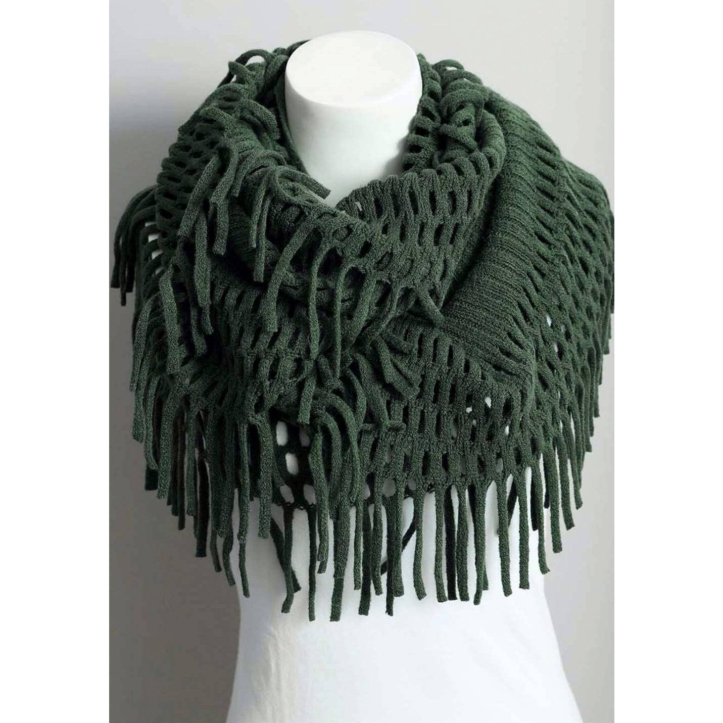 Tassel Fringe Knit Infinity Scarf