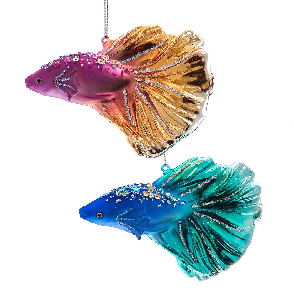 5"GLASS GOLD FISH ORNAMENT 2/ASSTD