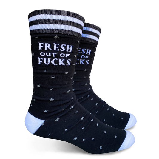 Fresh Out Of Fucks Mens Crew Socks