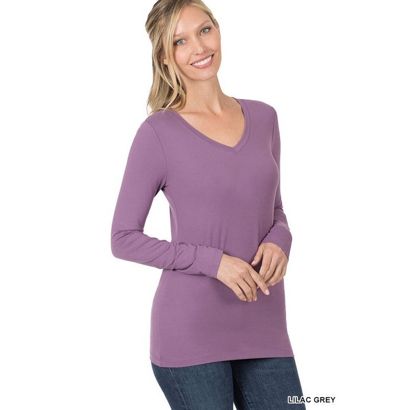 Microfiber Long Sleeve V-Neck