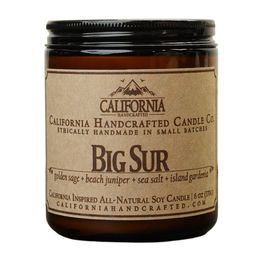 Big Sur 6 oz California Inspired Soy Wax Glass Jar Candle