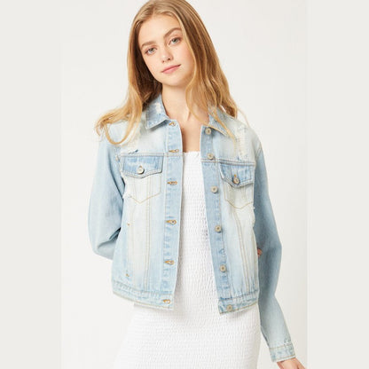 Vintage Distressed Crop Denim Jacket