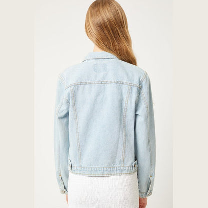 Vintage Distressed Crop Denim Jacket