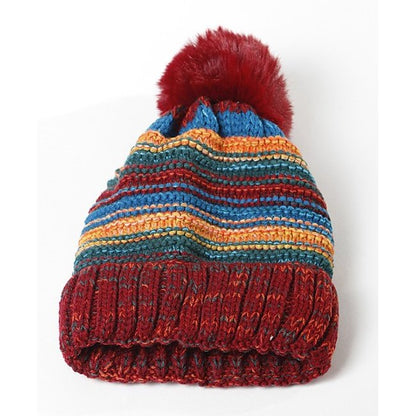 Striped Pom Beanie