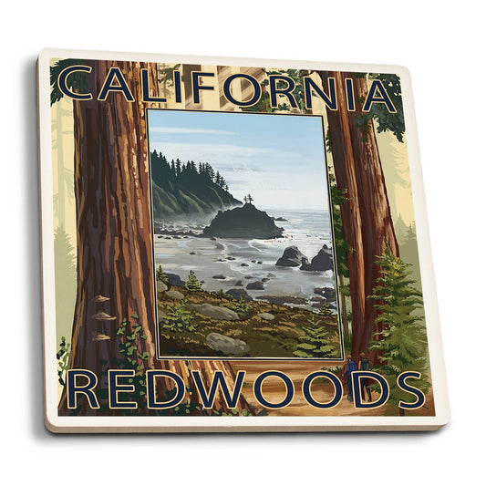 California Redwoods - Ocean Scene Ceramic Coasters