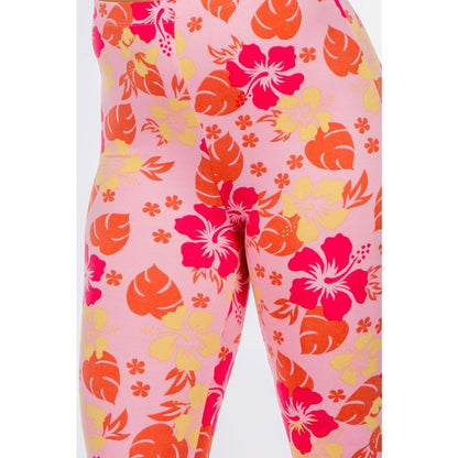 Pink Hibiscus Flare Pants